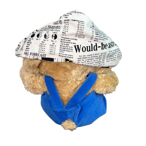 Boomerang Bear American Greetings Plush NWT Blue Overalls & Newsprint Hat - Picture 3 of 11